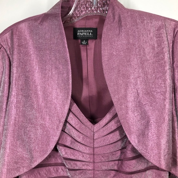 Adrianna Papell Irridescent Tiered Dress with Jacket Size 4 - Picture 6 of 7